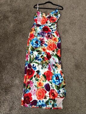 Haute Monde Floral Maxi Dress - Red, Blue, Green